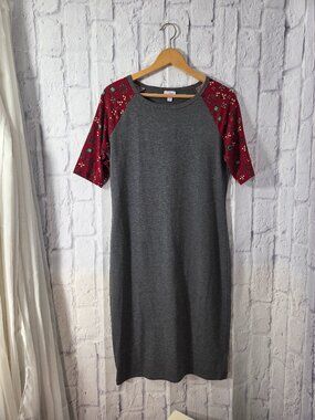 Lularoe Julia Medium Gray Fitted Knee Length Shortsleeve Bodycon Dress